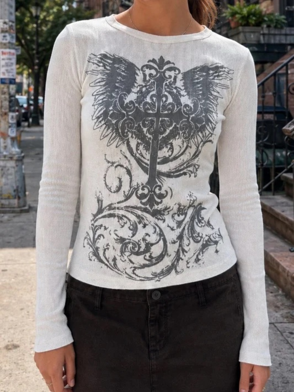 brandy melville tori angel wings cross top